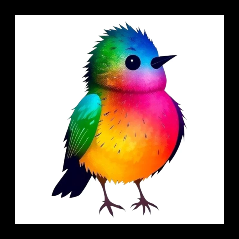 Vibrant Rainbow Bird Illustration Pin