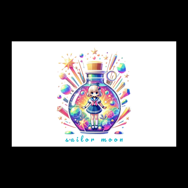 Magical Chibi Sailor in Rainbow Crystal Bottle Travel Mug