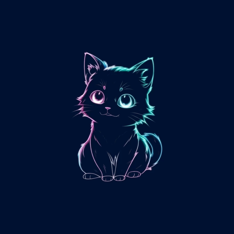 Neon Glow Cute Cat Illustration iPhone Case