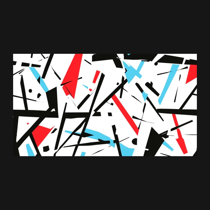 Dynamic Geometric Abstract: Modern Minimalist Pattern in Black, Red, and Blue Desk Mat