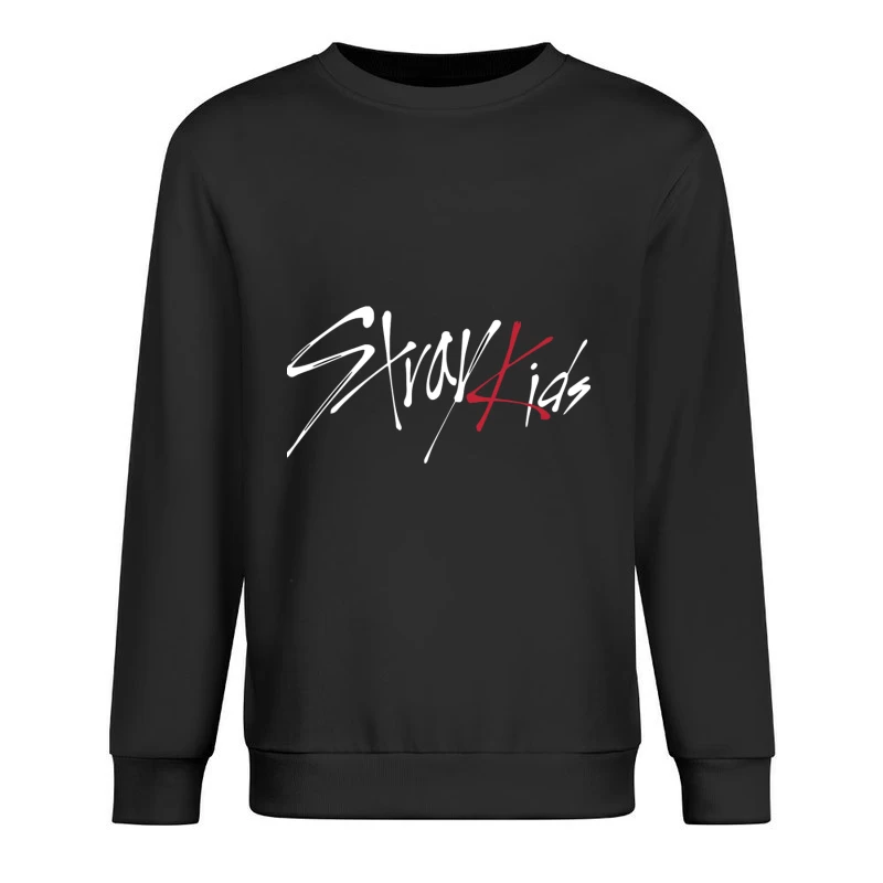 Modern Minimalist Calligraphic Signature in Red and Black Male Pullover Sweatshirt