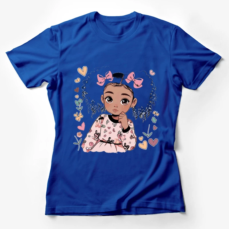 Niedliches Mädchen mit Schleifen im Haar Damen T-Shirt