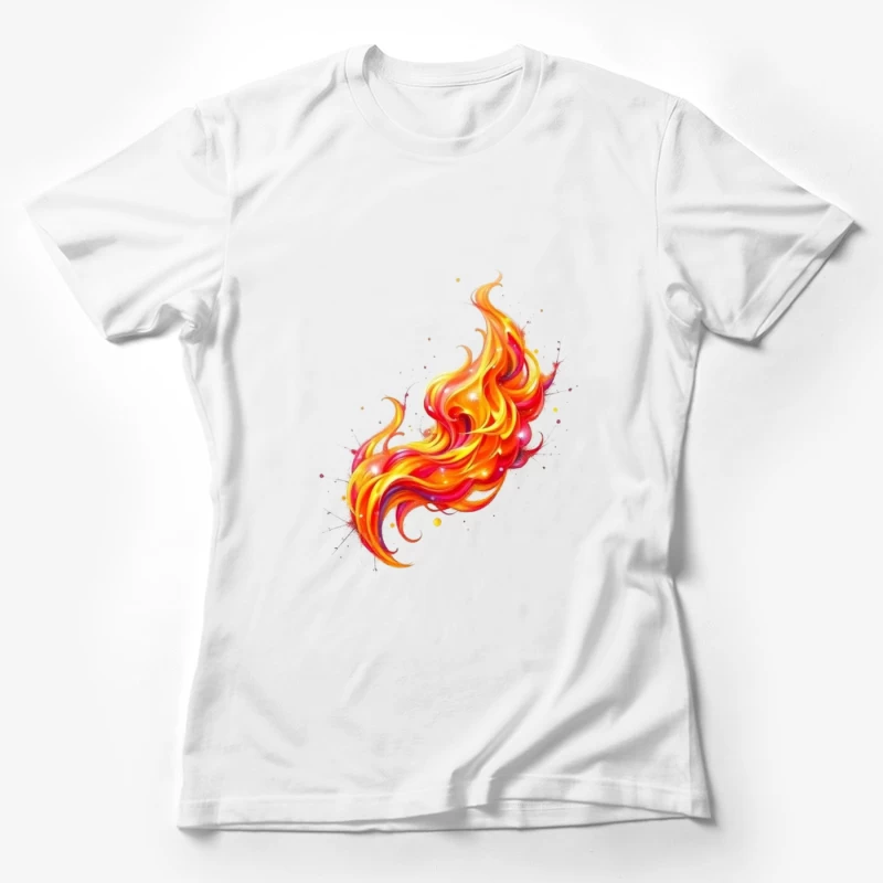 Vibrant Watercolor Fire Flame Art Female T-Shirt