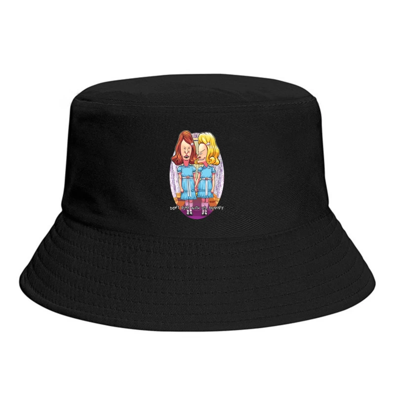 Humorous Cartoon Parody of Horror Characters Bucket Hat