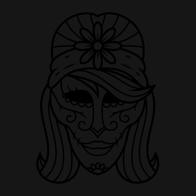 Masque de sucre orné avec des fleurs Femme T-Shirt