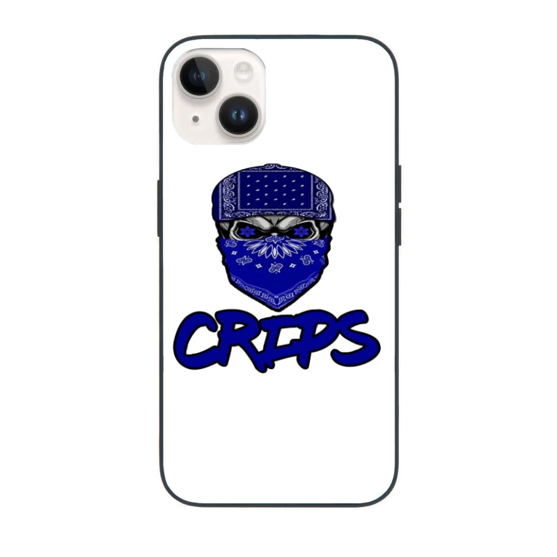 Blue Bandana Skull with Crips Gang Symbol iPhone Case