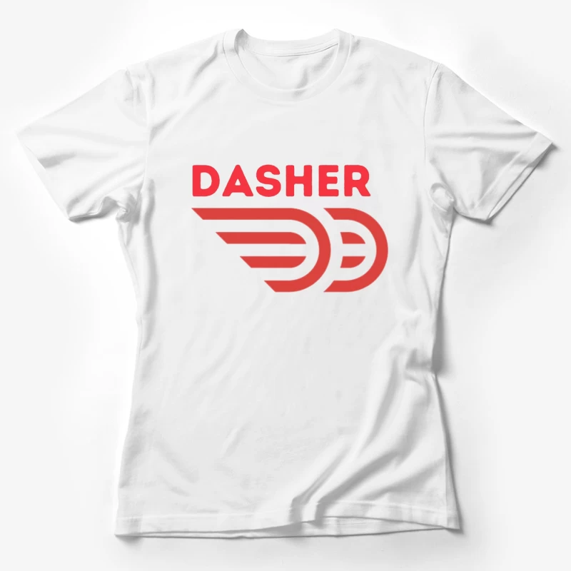 Red Minimalist Dasher Delivery Service Logo Female T-Shirt