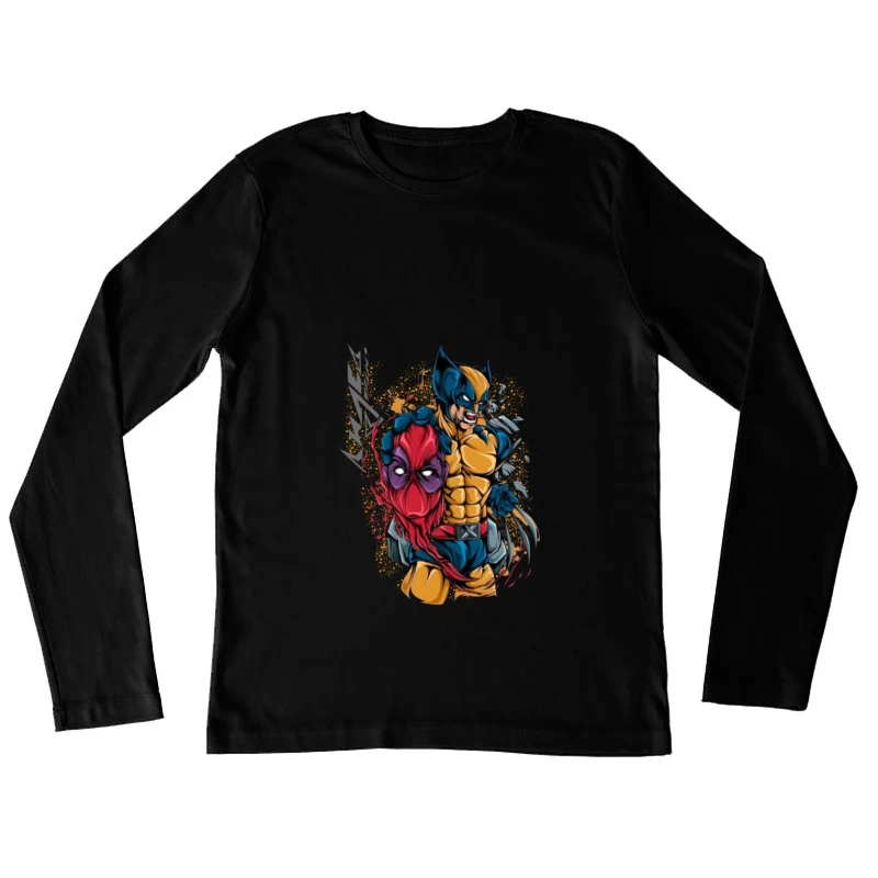 Wolverine and Spider-Man Mashup Female Long Sleeve T-Shirt