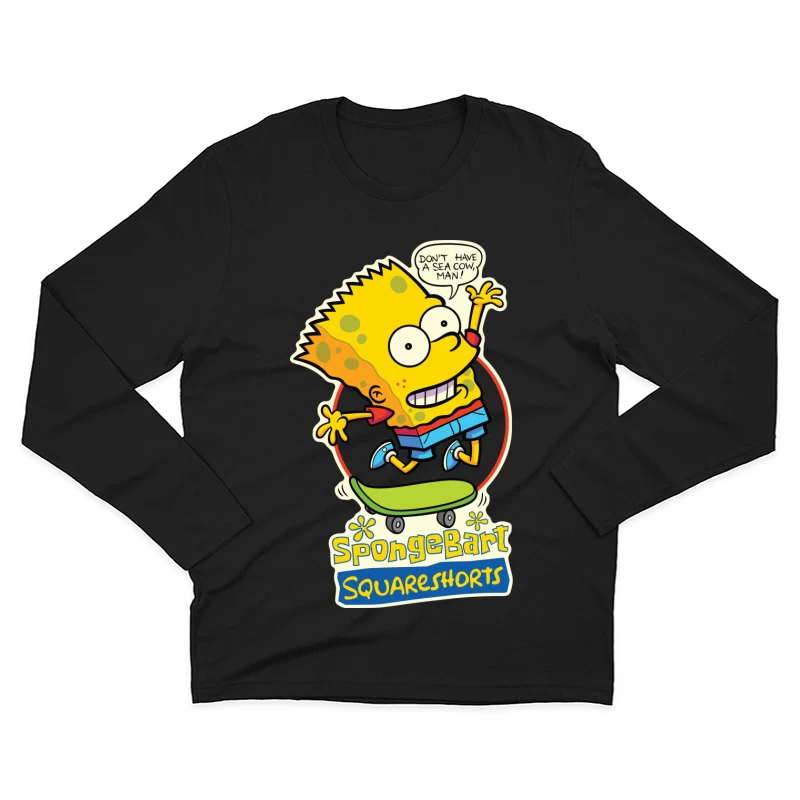 SpongeBart Squareshorts Skateboarding Character Male Long Sleeve T-Shirt