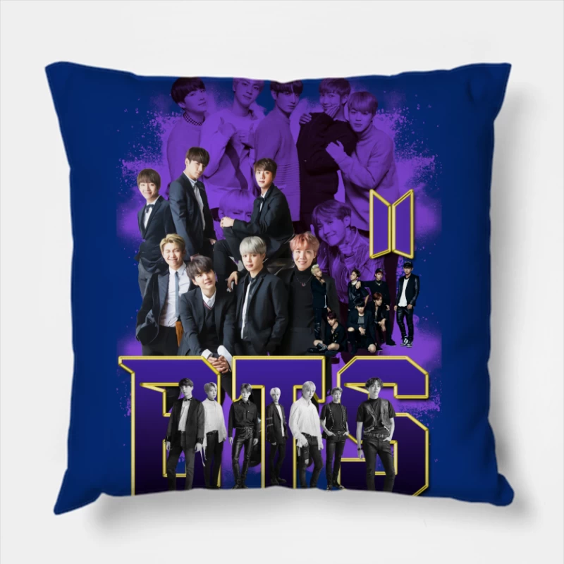 BTS Music Group Collage Throw Pillow