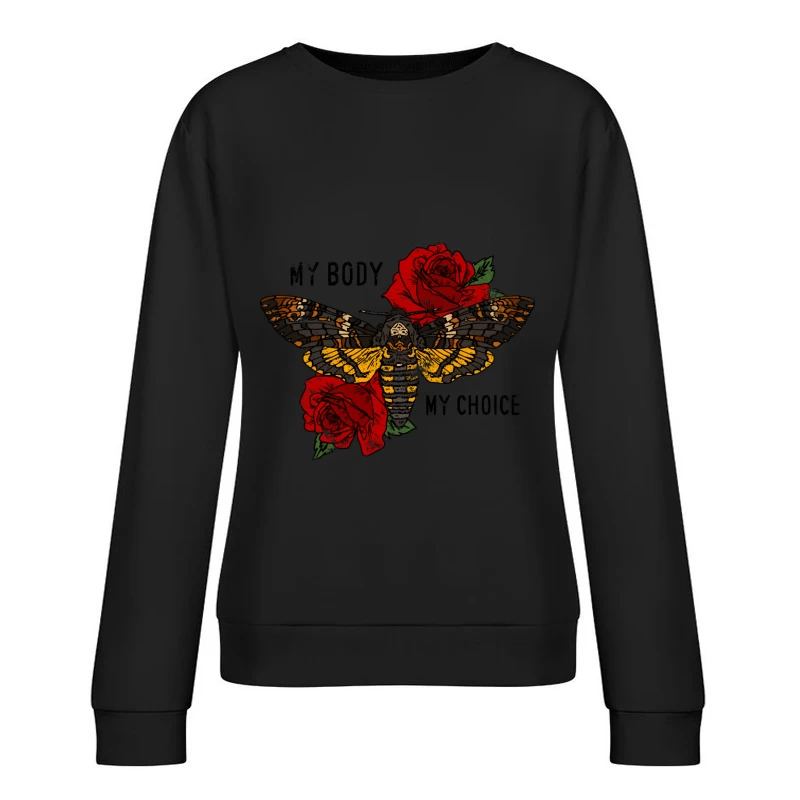 Papillon et roses rouges Femme Sweat-shirt à enfiler