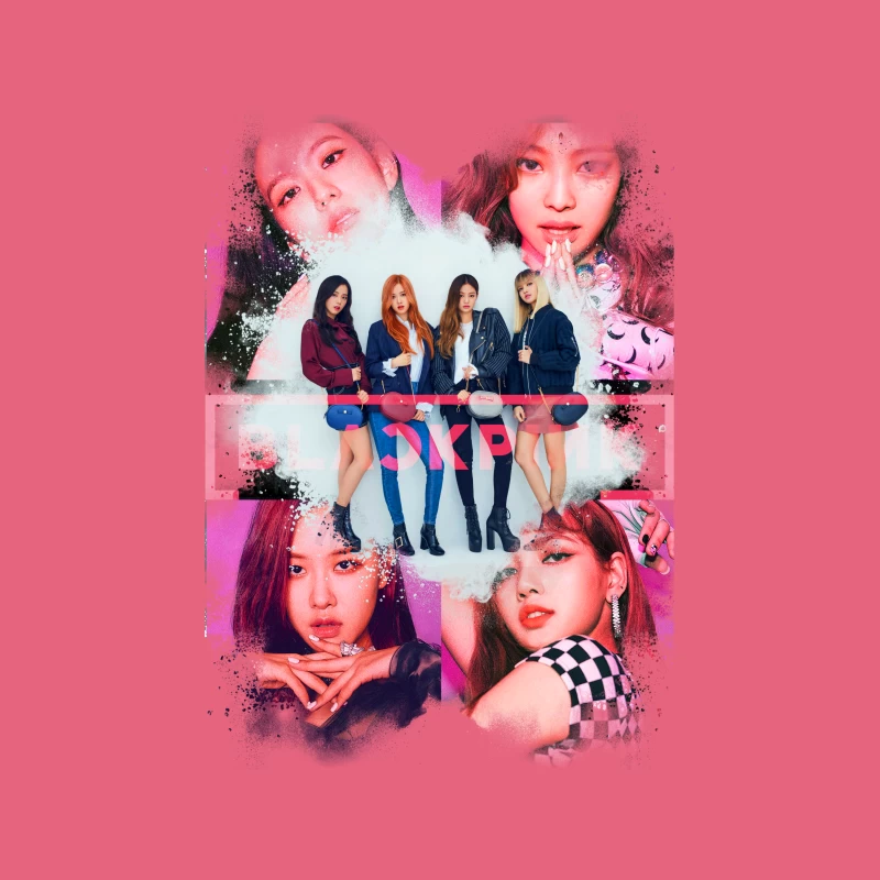Vibrant K-pop Girl Group Fashion and Performance Showcase Tapestry