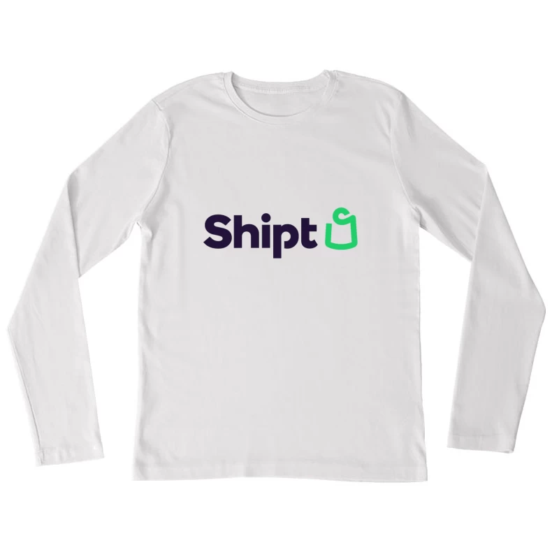 Shipt Modern Minimalist Logo with Green Hanger Icon Female Long Sleeve T-Shirt