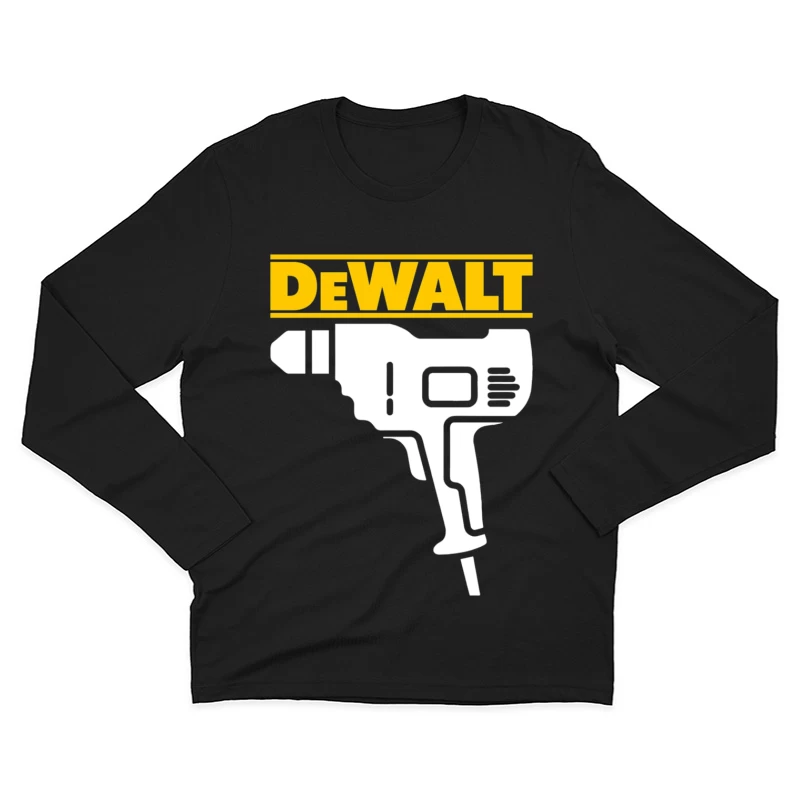 DeWalt Power Tool Drill Silhouette Design Male Long Sleeve T-Shirt