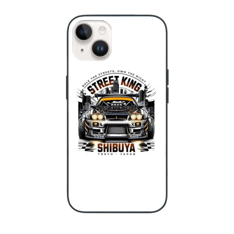 Street King: Modified Toyota Supra in Shibuya Night Scene iPhone Case