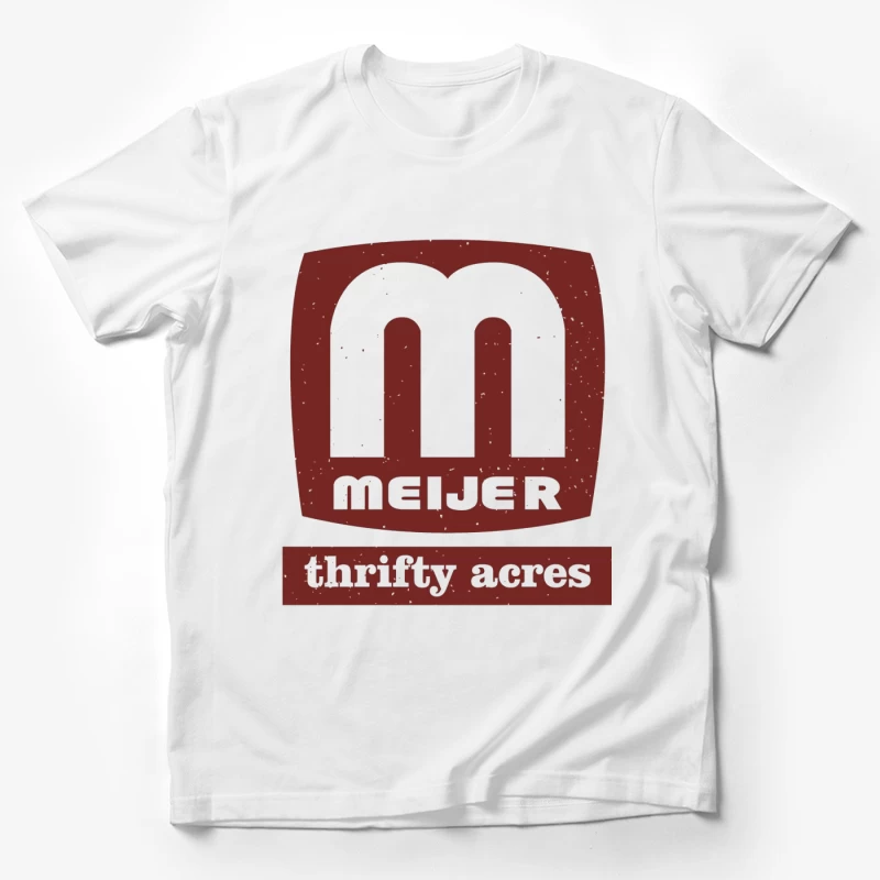 Vintage Meijer Thrifty Acres Retail Logo in Maroon Male T-Shirt