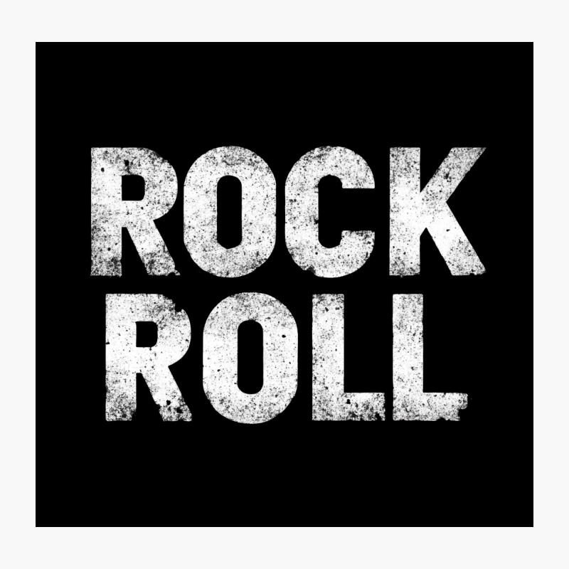 Grungy Rock and Roll Typography in Black and White Throw Pillow