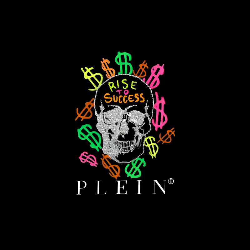 Colorful Skull Money Motivation Art: Rise to Success Tapestry