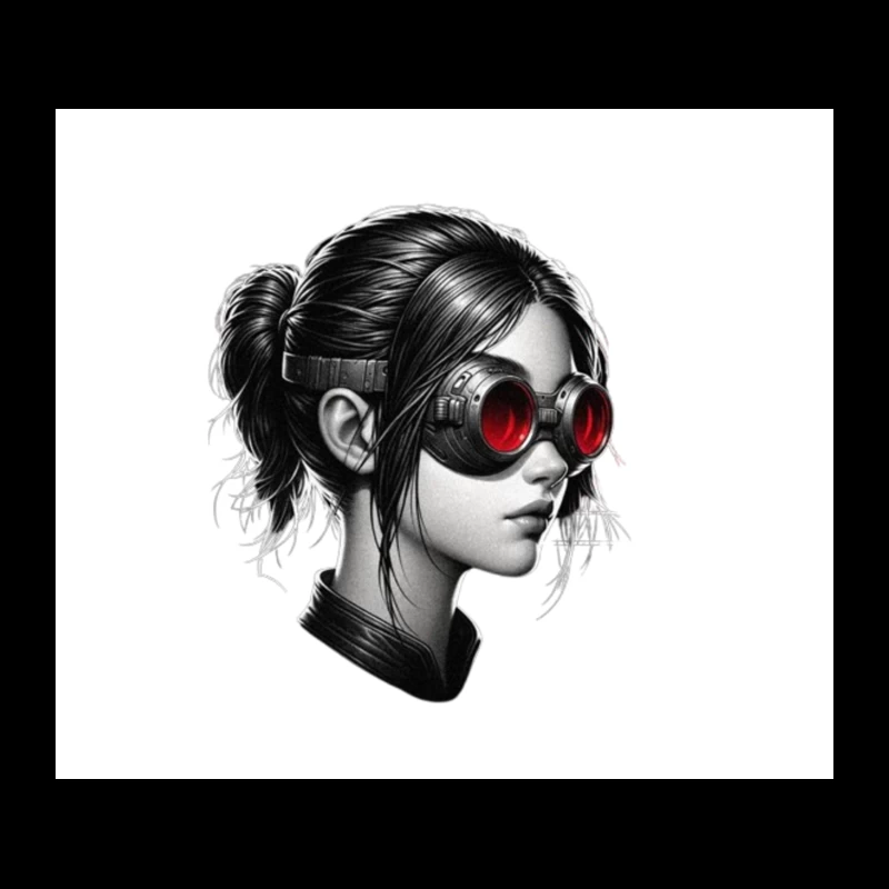 Monochrome Portrait with Red Steampunk Goggles Tapestry