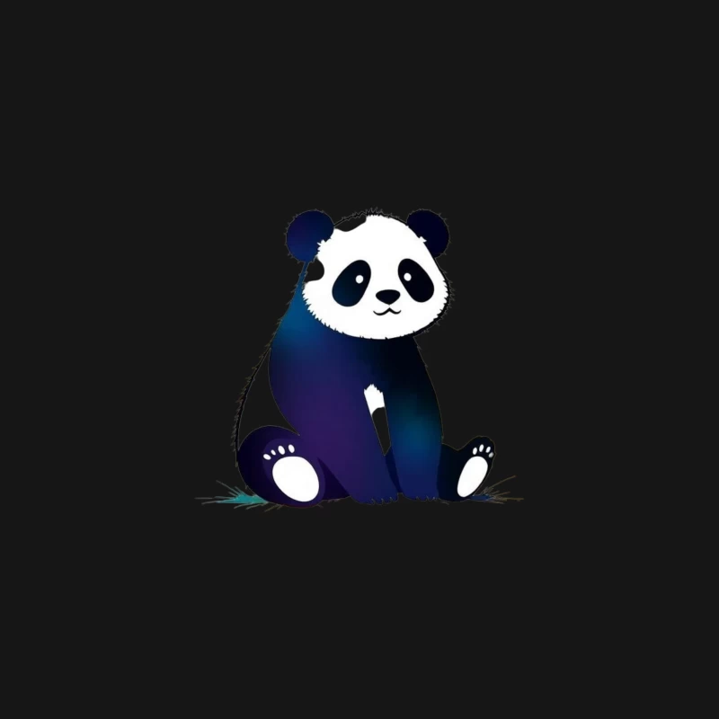 Cute Blue Gradient Cartoon Panda Illustration Desk Mat