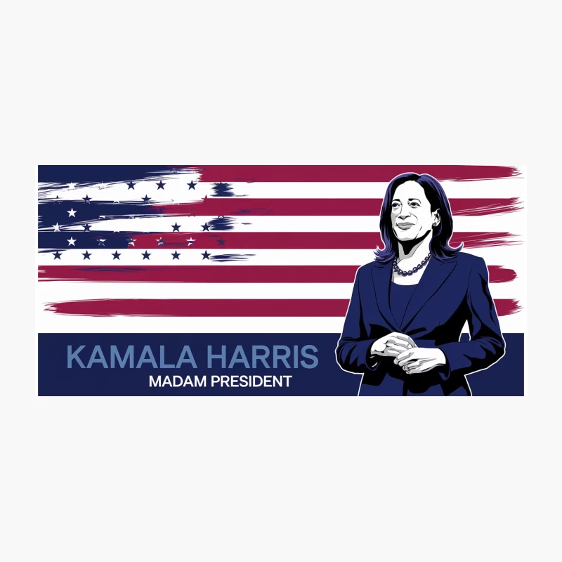 Vice President Kamala Harris Campaign Poster with American Flag Coffee Mug