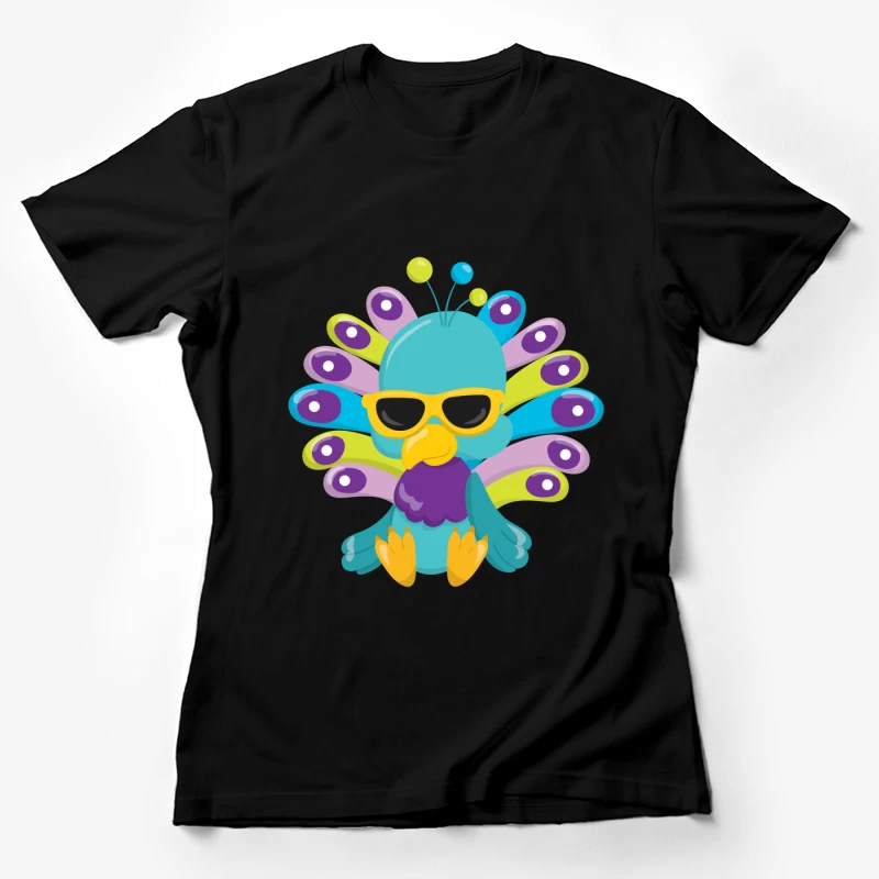 Paon coloré avec lunettes de soleil Femme T-Shirt