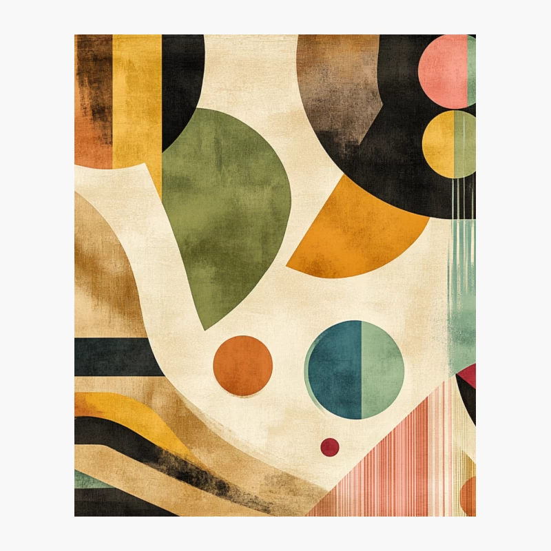 Colorful Mid-Century Modern Abstract Geometric Composition Cotton Tote Bag