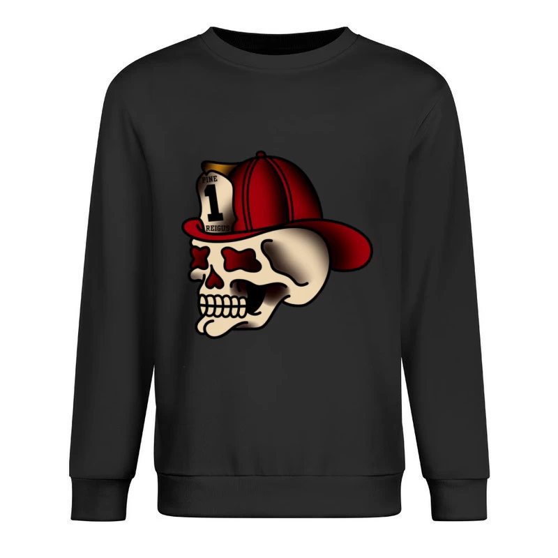 Totenkopf mit Feuerwehrhelm Herren Pullover Sweatshirt