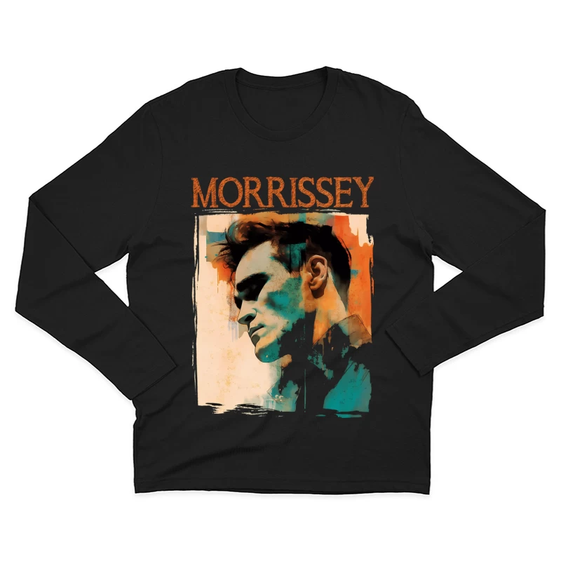 Artistic Watercolor Portrait with Morrissey Typography Male Long Sleeve T-Shirt