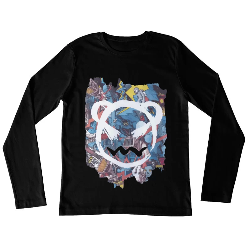 Abstrakte Graffiti-Bär Illustration Damen Langarm T-Shirt