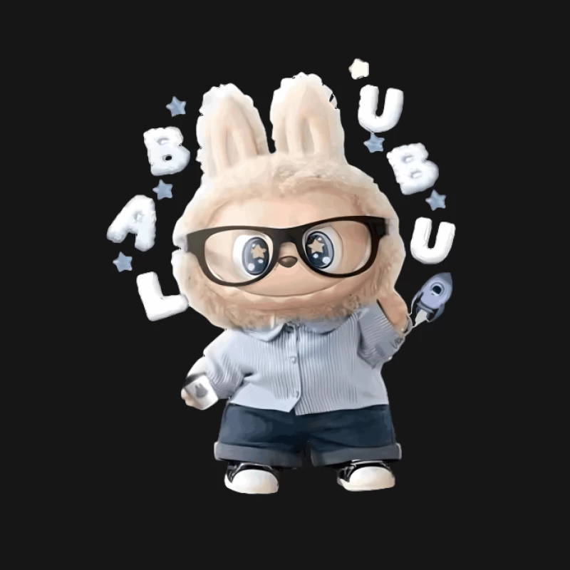 Kuscheliger Hase mit Brille und Mikrofon Herren T-Shirt