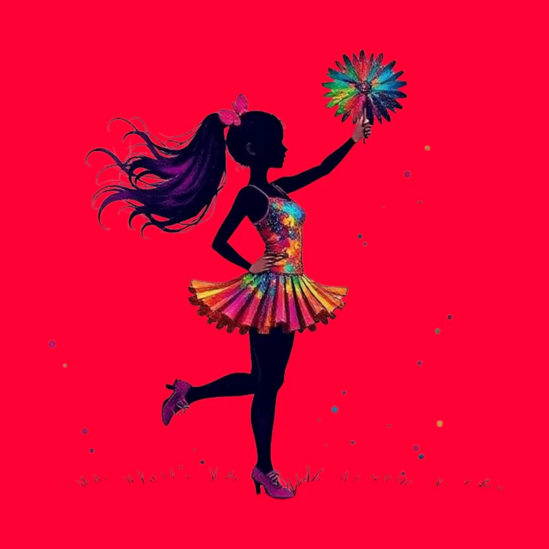 Colorful Cheerleader Silhouette Throw Pillow