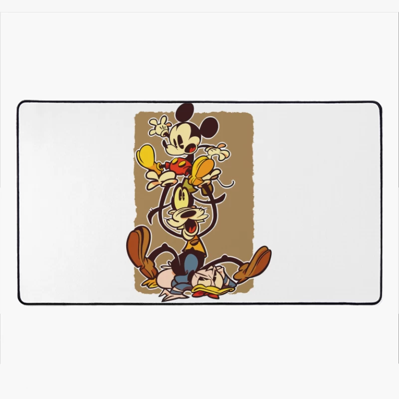 Classic Cartoon Chaos: A Tower of Laughter Desk Mat