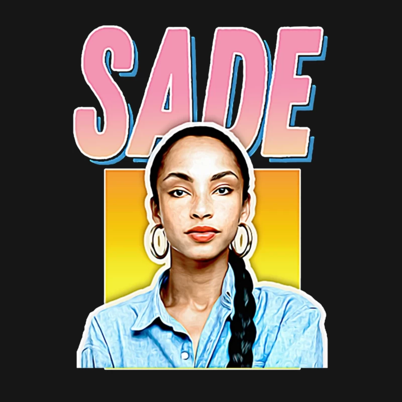 Stylized Pop Art Portrait with Pink "SADE" Text Male T-Shirt