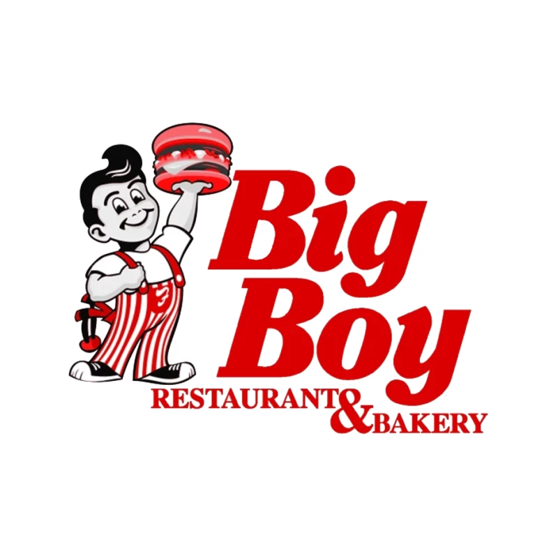 Vintage Big Boy Restaurant and Bakery Logo with Cartoon Mascot Pin