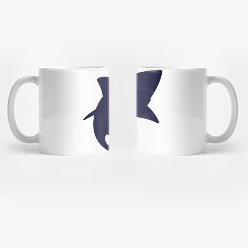 Navy Blue Cartoon Shark Silhouette Coffee Mug