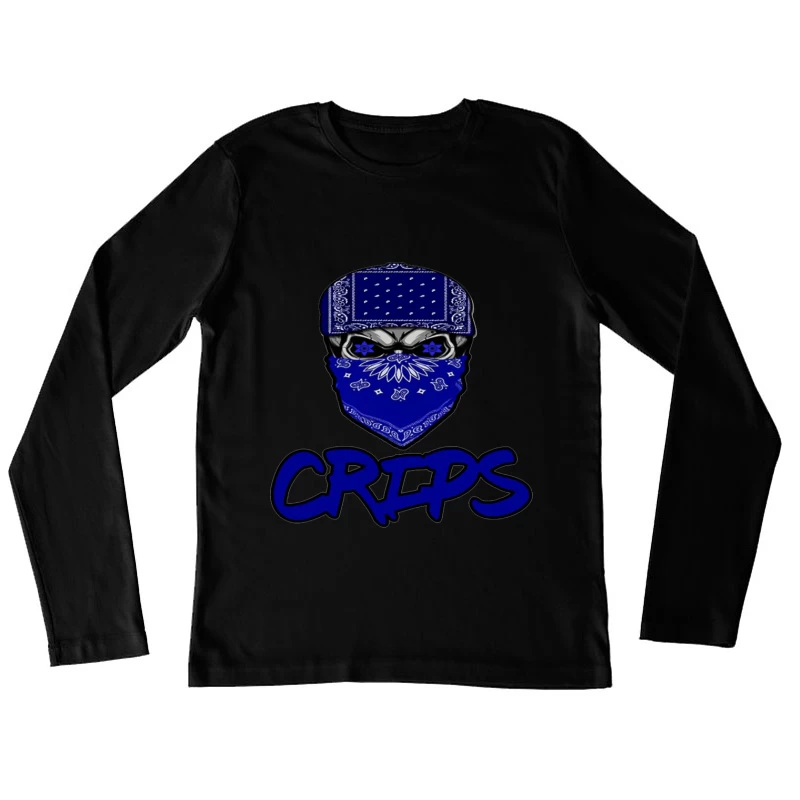 Blue Bandana Skull with Crips Gang Symbol Female Long Sleeve T-Shirt