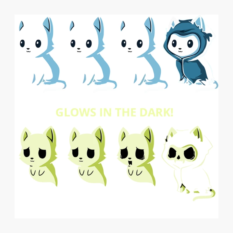 Glowing Cartoon Creatures: Blue and Green Fantasy Animals Pin