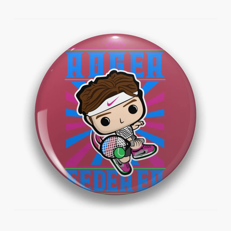 Roger Federer Cartoon Character Pin