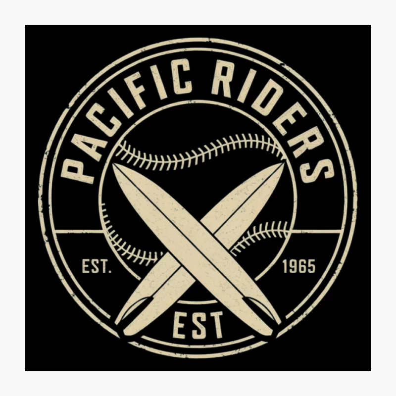 Vintage Pacific Riders Surf Logo Design Pin
