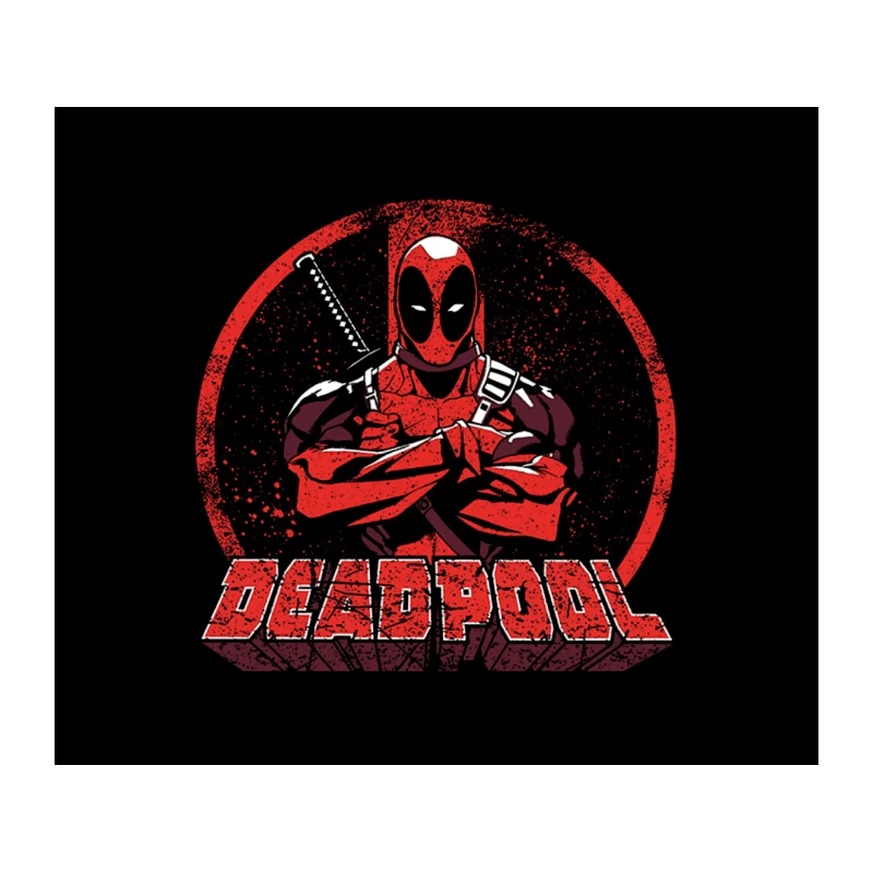 Deadpool: Marvel Superhero in Action-Packed Graphic Design Tapestry