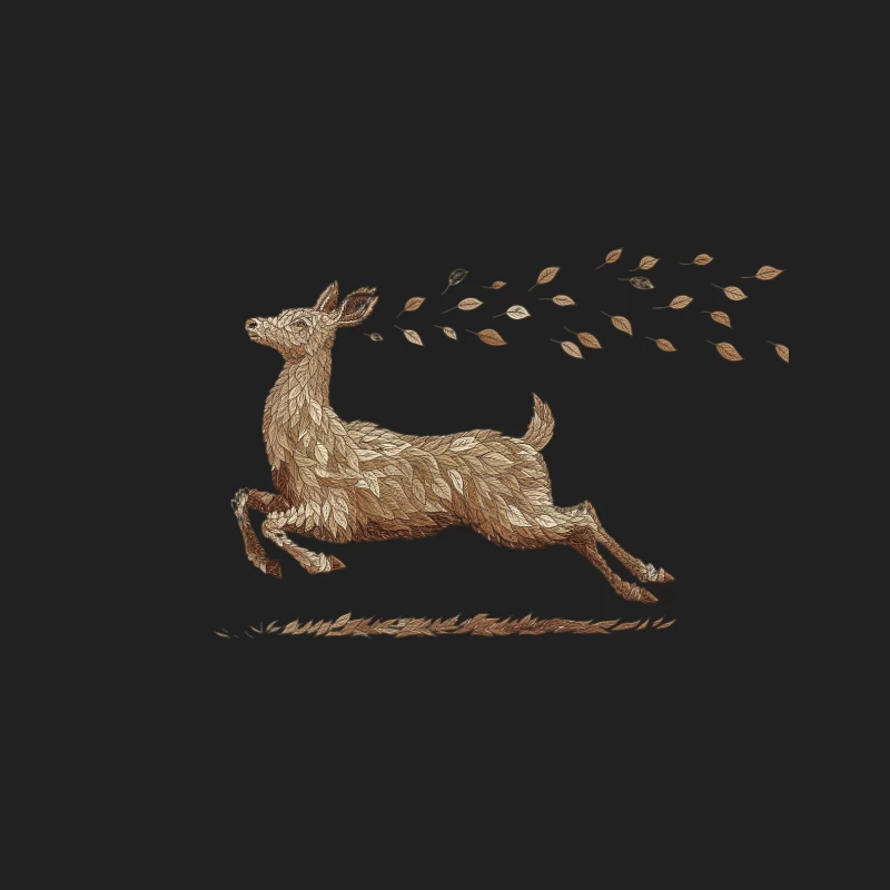Autumnal Deer Illustration: Running Wildlife in Nature Bucket Hat