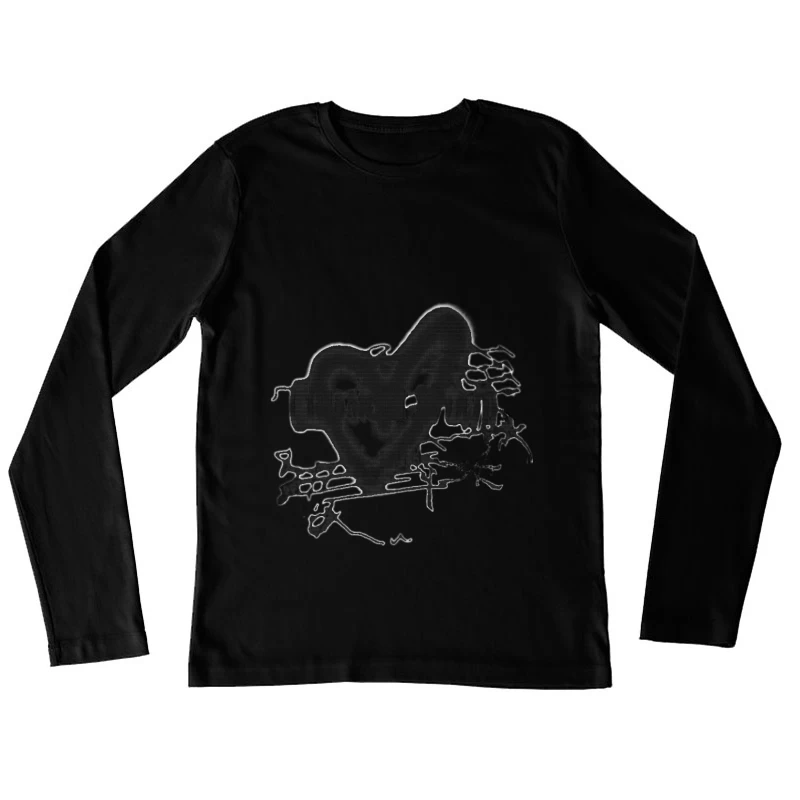 Abstrakte Herzform mit Graffiti Damen Langarm T-Shirt