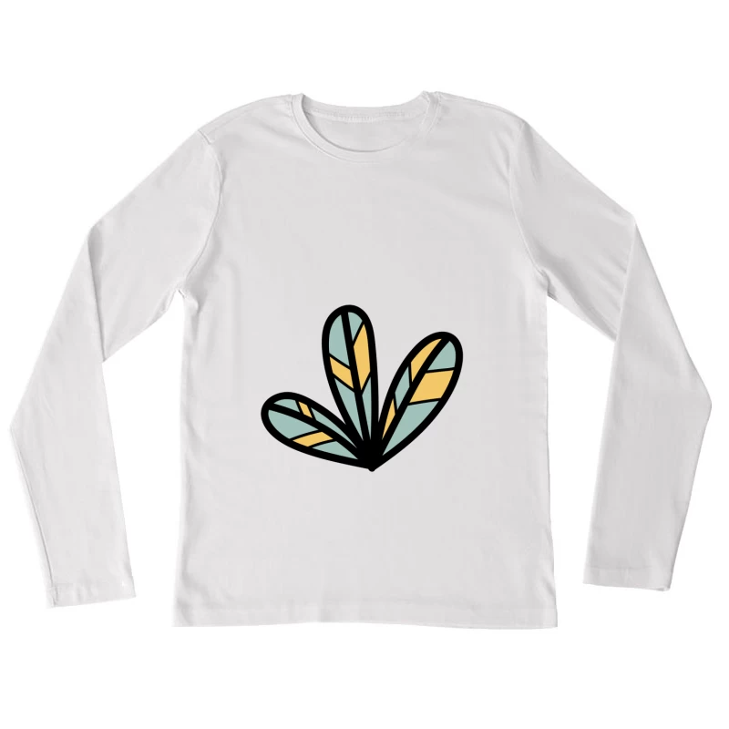Motif géométrique de feuilles colorées Femme Manches Longues T-Shirt