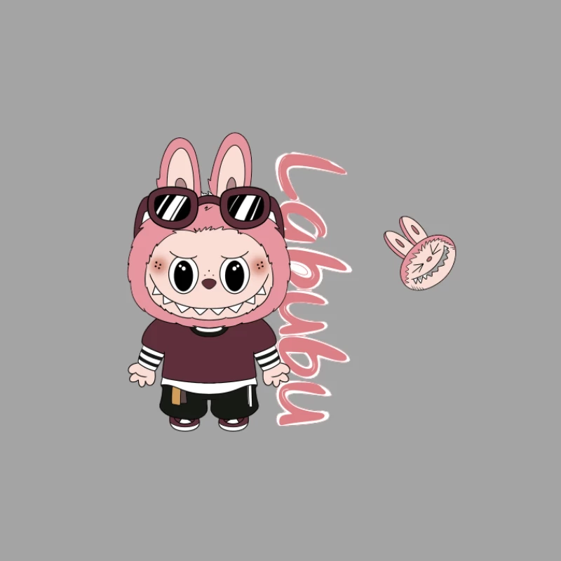 Adorable personnage Labubu avec oreilles de lapin Homme T-Shirt
