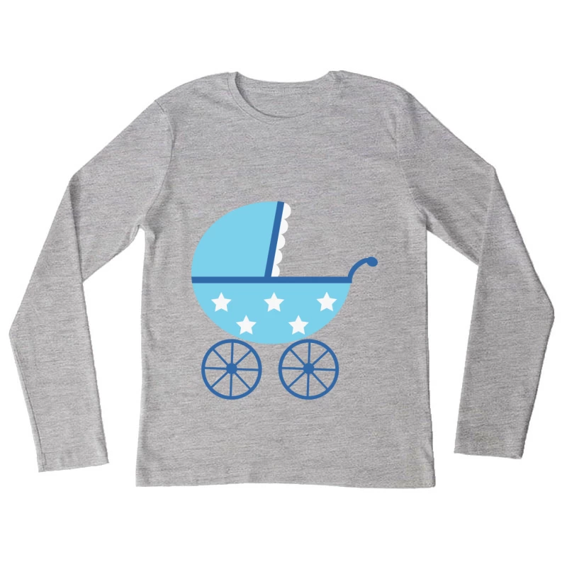 Landau bleu avec étoiles blanches Femme Manches Longues T-Shirt
