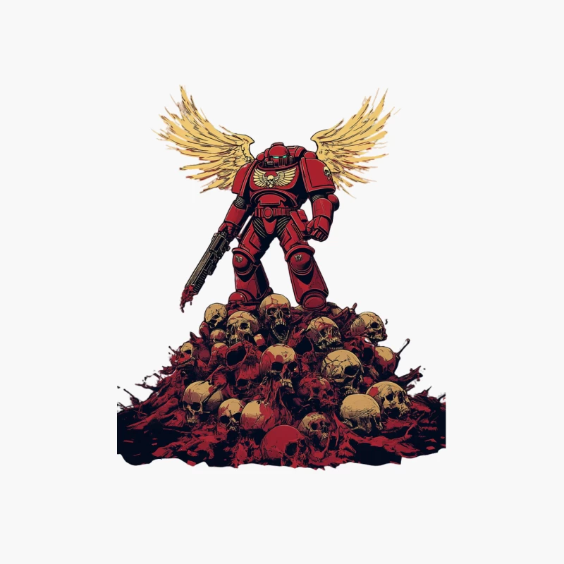 Blood Angels Space Marine Triumphant Over Pile of Skulls Cotton Tote Bag