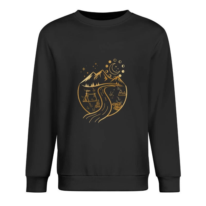 Berglandschaft bei Nacht mit Zelt und Fluss Herren Pullover Sweatshirt