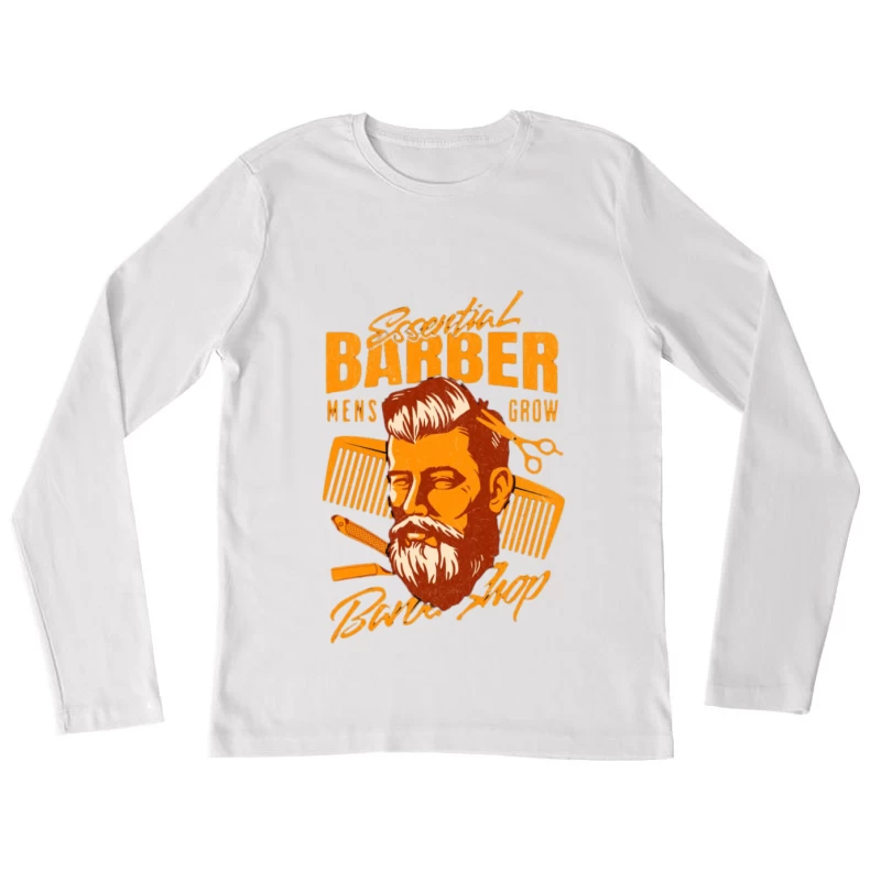 Design de salon de coiffure avec barbe et peigne Femme Manches Longues T-Shirt