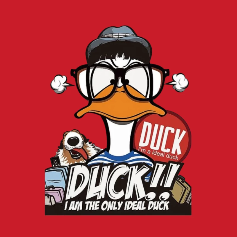 Comic-Ente mit Hund Herren Pullover Hoodie